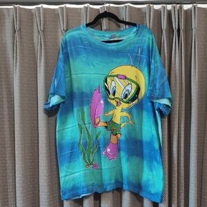 Vintage 1996 Looney Tunes Men’s T Shirt Tweety Tie Dye No Cracking